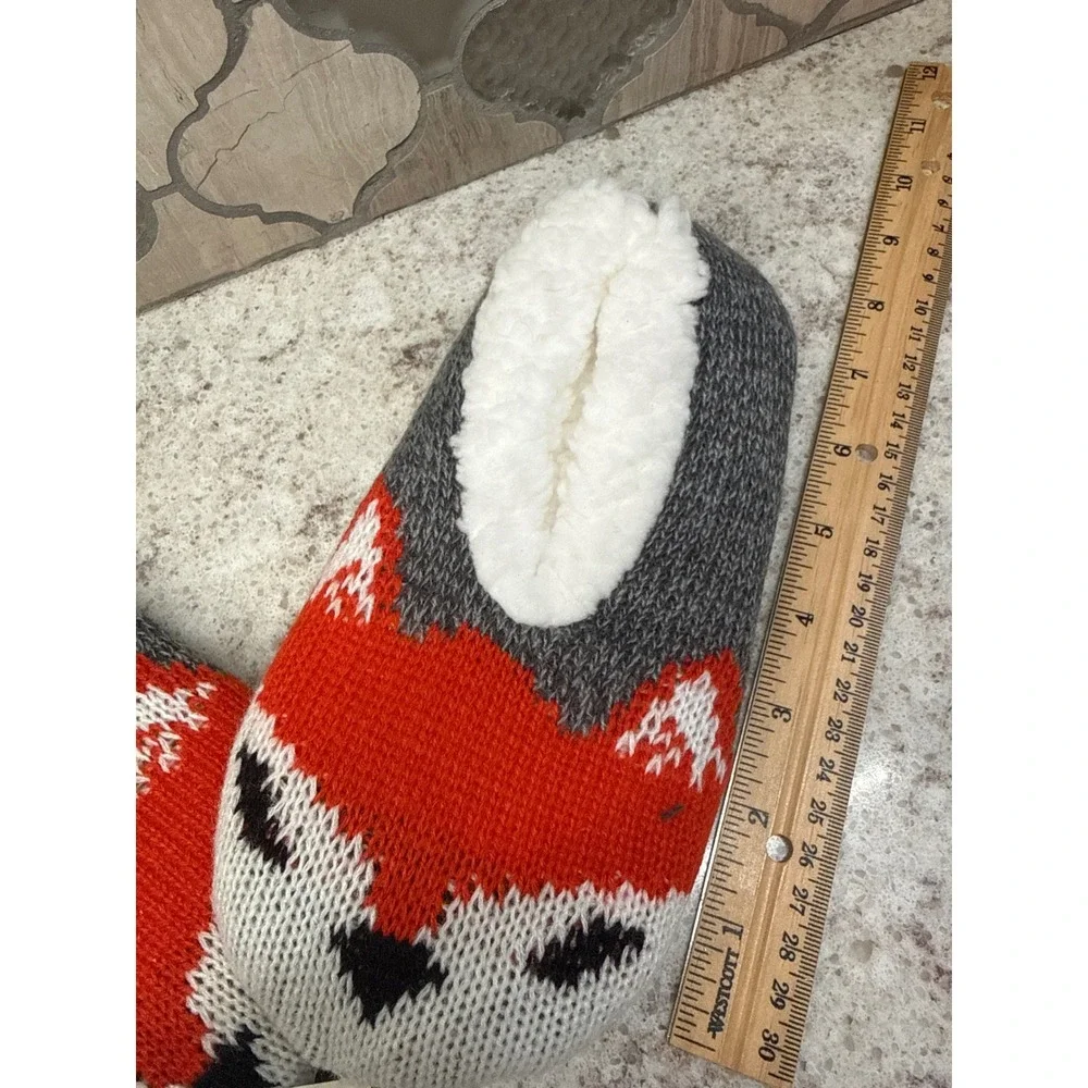 Northeast Outfitters Youth Fox‎ Cozy Cabin Slippers Grey Orange Aloe Infused S/M